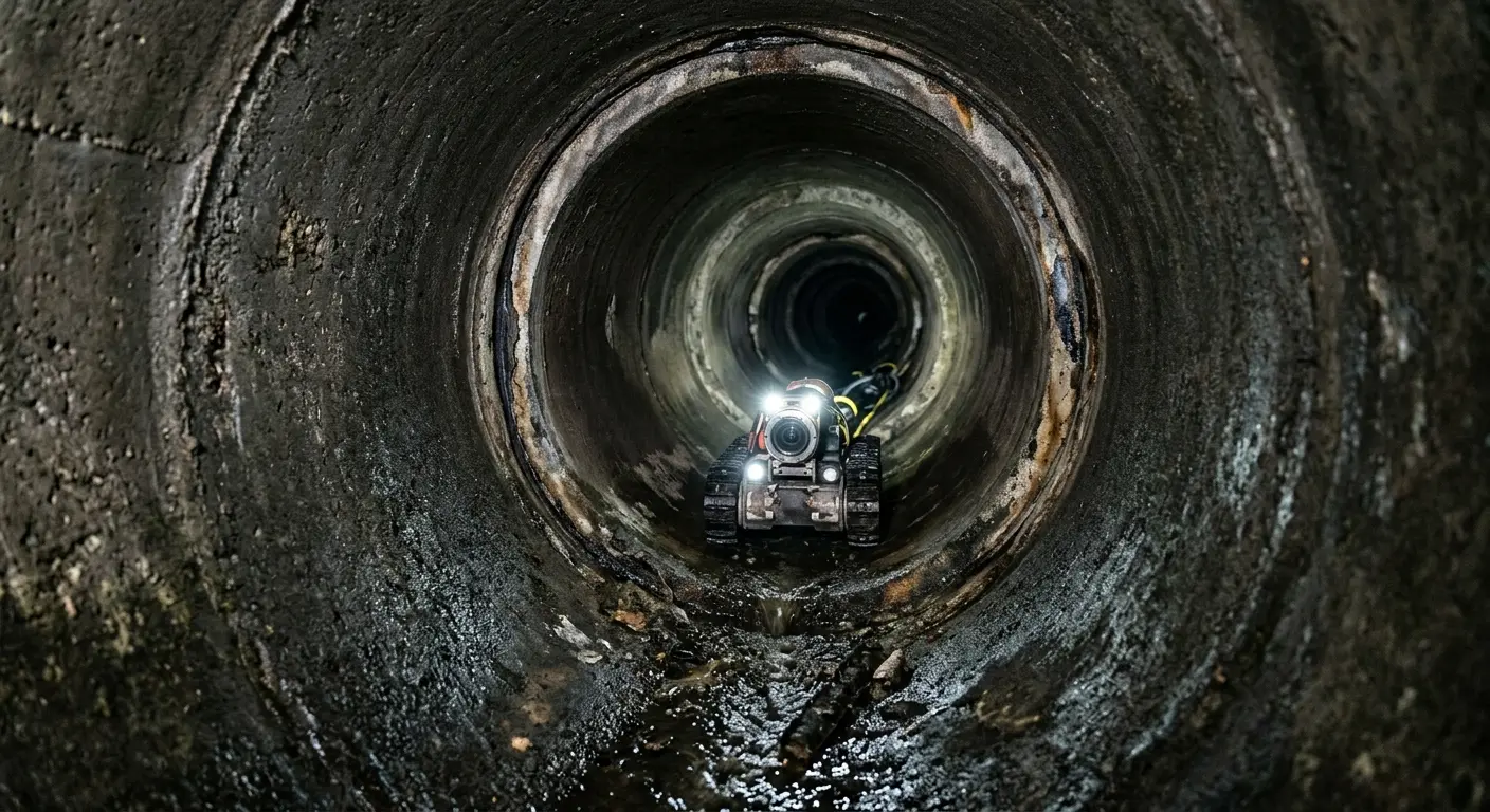 Robotic sewer camera inspecting pipe interior for Drain Snake Service in Parsons